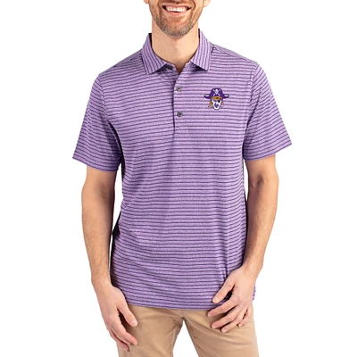 Men's Cutter & Buck Heather ECU Pirates Forge Eco Stripe Stretch Recycled Polo