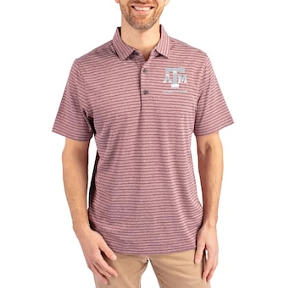 Men's Cutter & Buck Heather Maroon Texas A&M Aggies Forge Eco Stripe Stretch Recycled Polo