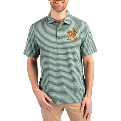 Men's Cutter & Buck Heather Miami Hurricanes Forge Eco Stripe Stretch Recycled Polo
