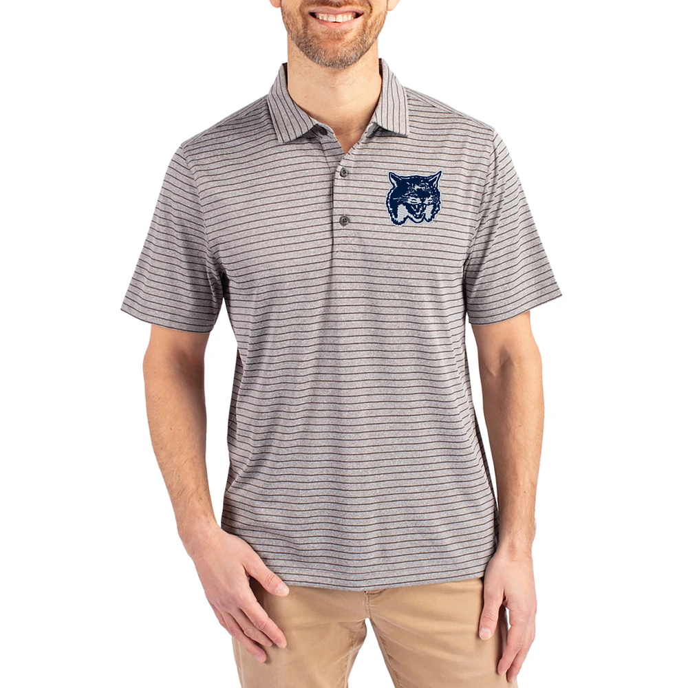Men's Cutter & Buck Heather Gray New Hampshire Wildcats Forge Eco Stripe Stretch Recycled Polo