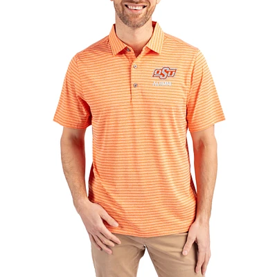 Men's Cutter & Buck Heather Oklahoma State Cowboys Alumni Forge Eco Double Stripe Stretch Recycled Polo
