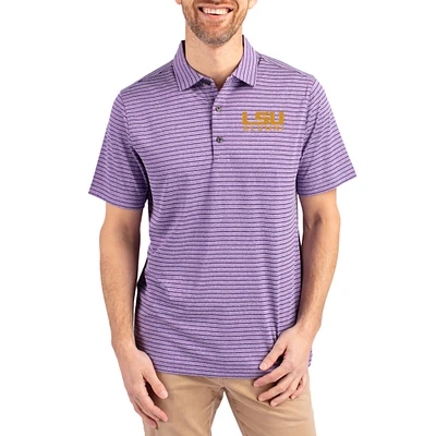 Men's Cutter & Buck Heather LSU Tigers Alumni Forge Eco Double Stripe Stretch Recycled Polo