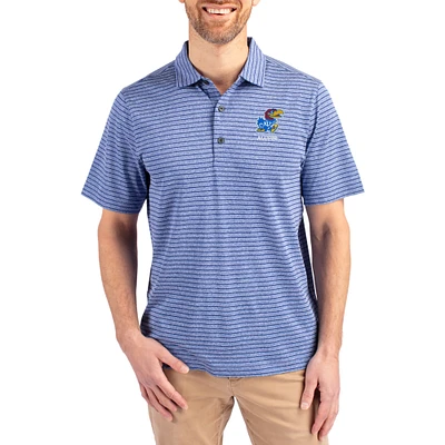 Men's Cutter & Buck Heather Royal Kansas Jayhawks Alumni Forge Eco Double Stripe Stretch Recycled Polo