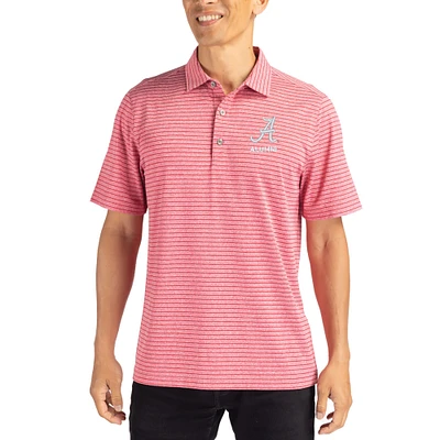 Men's Cutter & Buck Heather Crimson Alabama Tide Alumni Forge Eco Double Stripe Stretch Recycled Polo