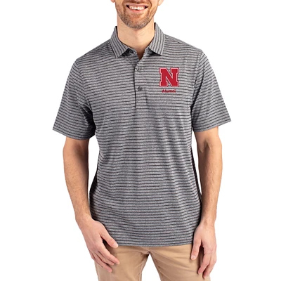 Men's Cutter & Buck Heather Nebraska Huskers Alumni Forge Eco Double Stripe Stretch Recycled Polo
