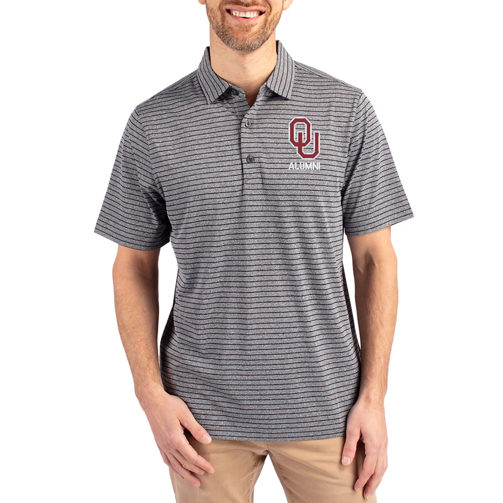 Men's Cutter & Buck Heather Oklahoma Sooners Alumni Forge Eco Double Stripe Stretch Recycled Polo