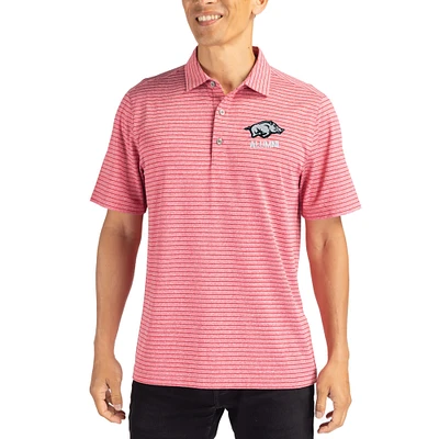 Men's Cutter & Buck Heather Cardinal Arkansas Razorbacks Alumni Forge Eco Double Stripe Stretch Recycled Polo