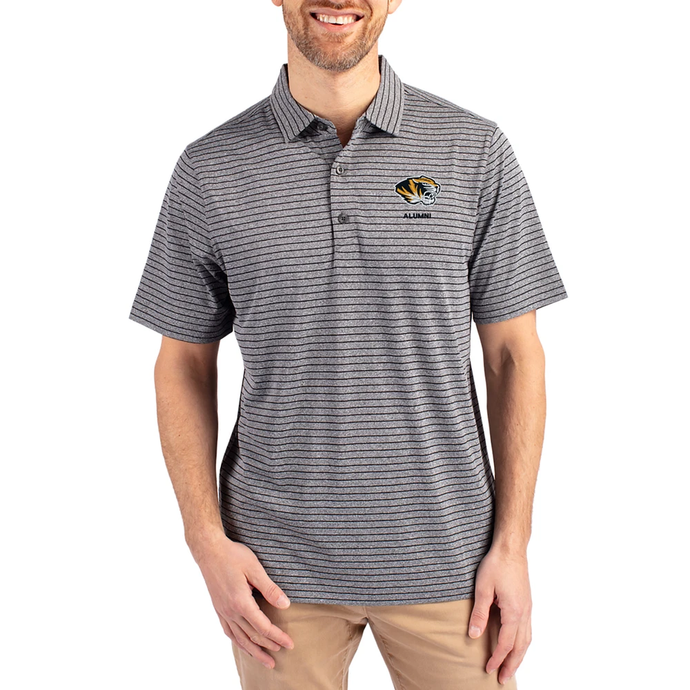 Men's Cutter & Buck Heather Missouri Tigers Alumni Forge Eco Double Stripe Stretch Recycled Polo