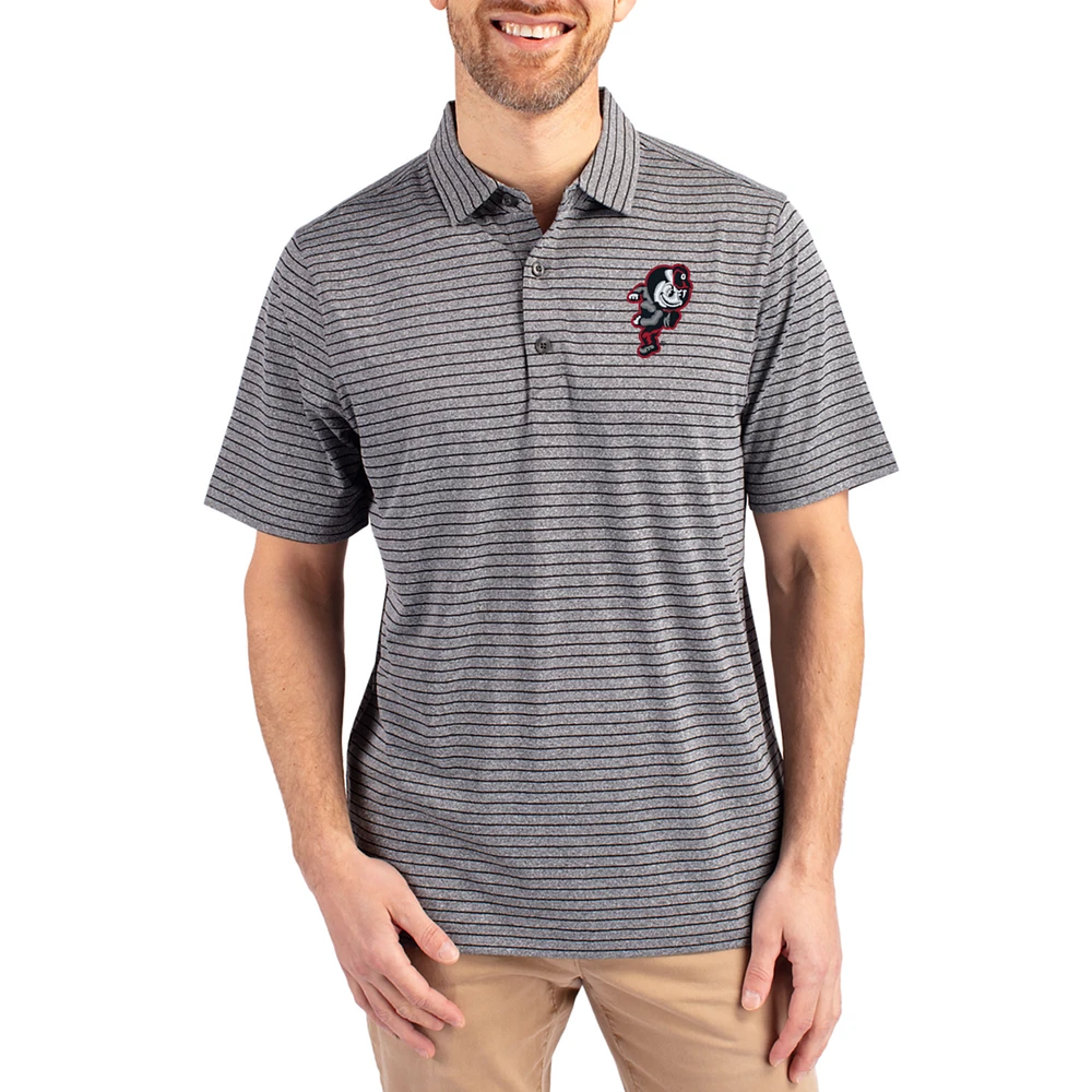 Men's Cutter & Buck Heather Ohio State Buckeyes Vault Forge Eco Double Stripe Stretch Recycled Polo