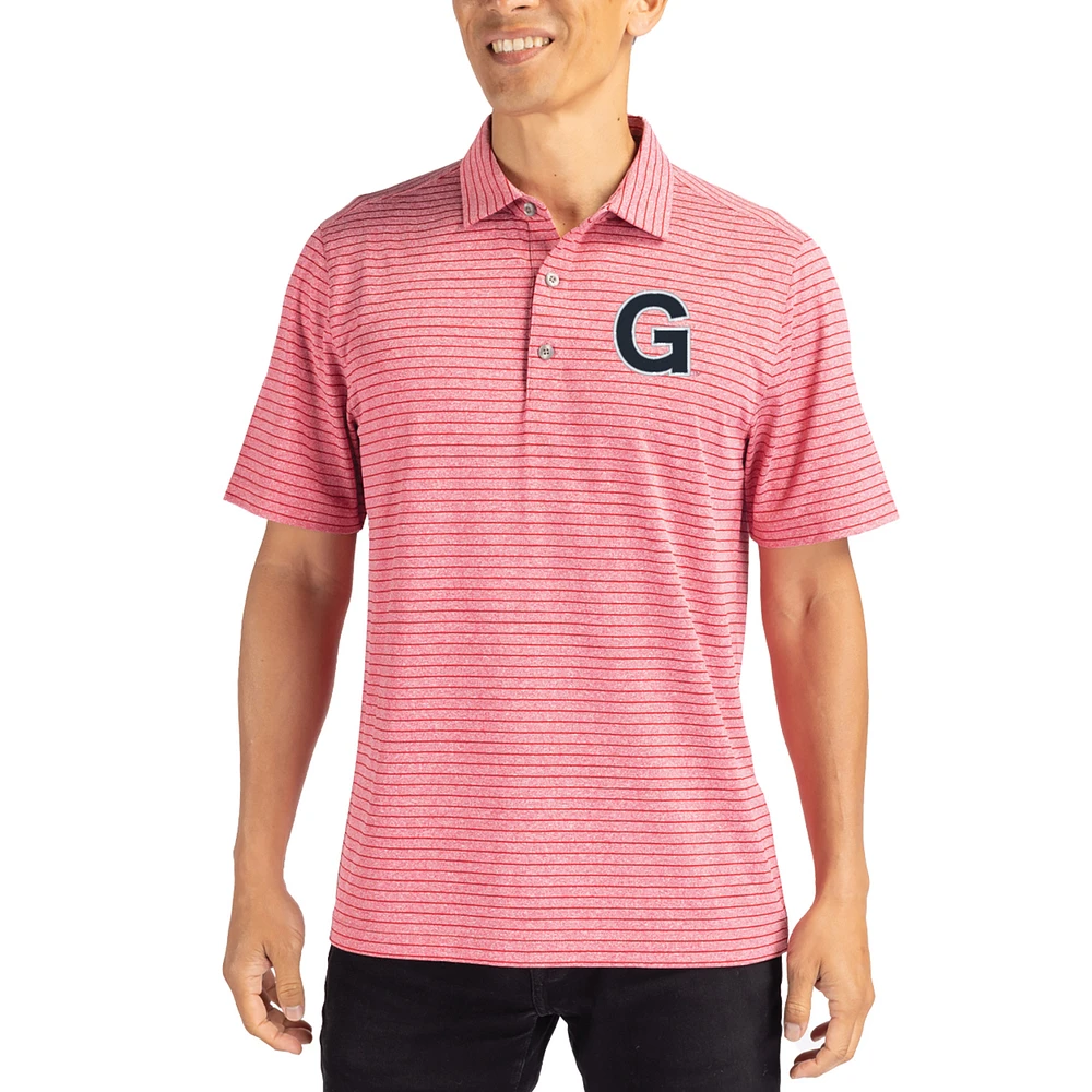 Men's Cutter & Buck Heather Gonzaga Bulldogs Vault Forge Eco Double Stripe Stretch Recycled Polo
