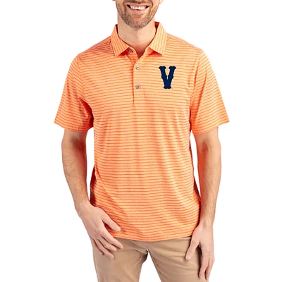 Men's Cutter & Buck Heather Virginia Cavaliers Vault Forge Eco Double Stripe Stretch Recycled Polo