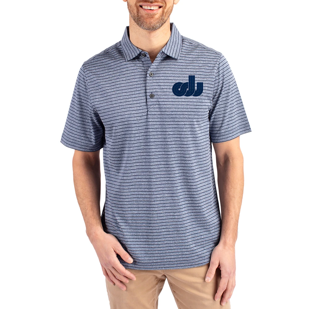 Men's Cutter & Buck Heather Navy Old Dominion Monarchs Vault Forge Eco Double Stripe Stretch Recycled Polo