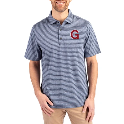 Men's Cutter & Buck Heather Navy Gonzaga Bulldogs Vault Forge Eco Double Stripe Stretch Recycled Polo