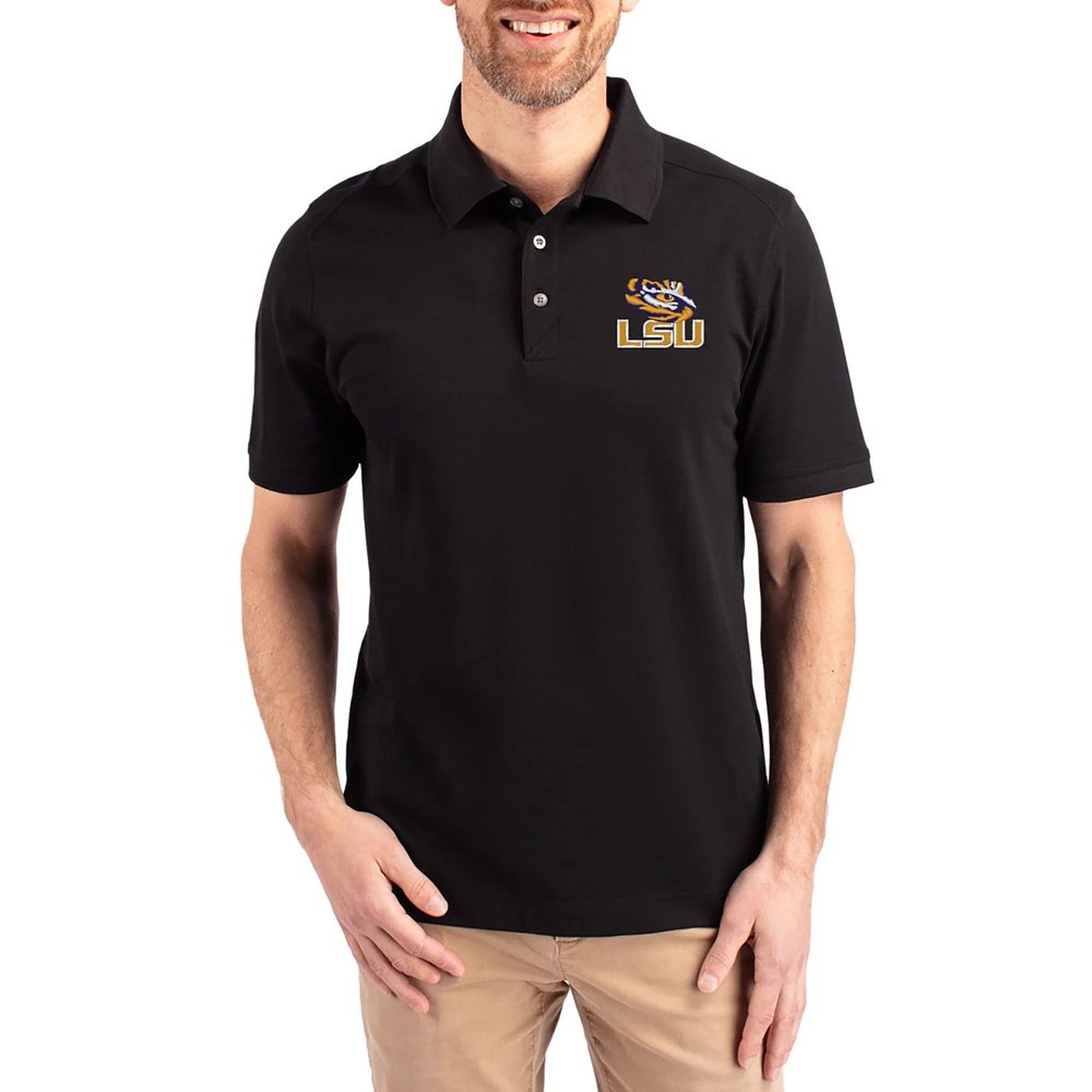 Men's Cutter & Buck Black LSU Tigers Advantage Eco Pique Tri-Blend Polo