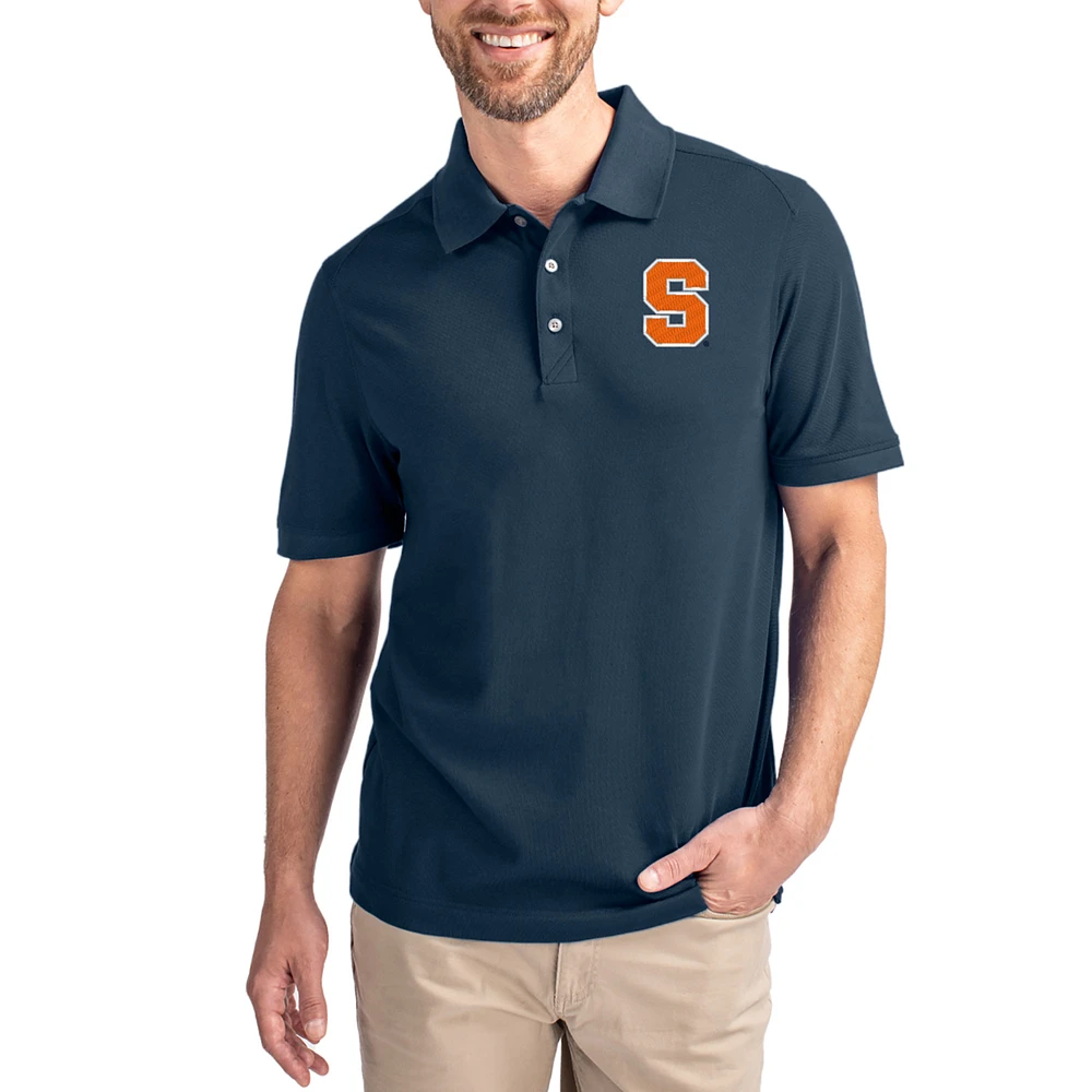 Men's Cutter & Buck Navy Syracuse Orange Advantage Eco Pique Tri-Blend Polo
