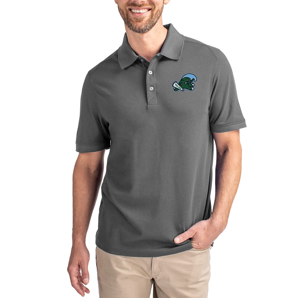 Men's Cutter & Buck Tulane Green Wave Advantage Eco Pique Tri-Blend Polo