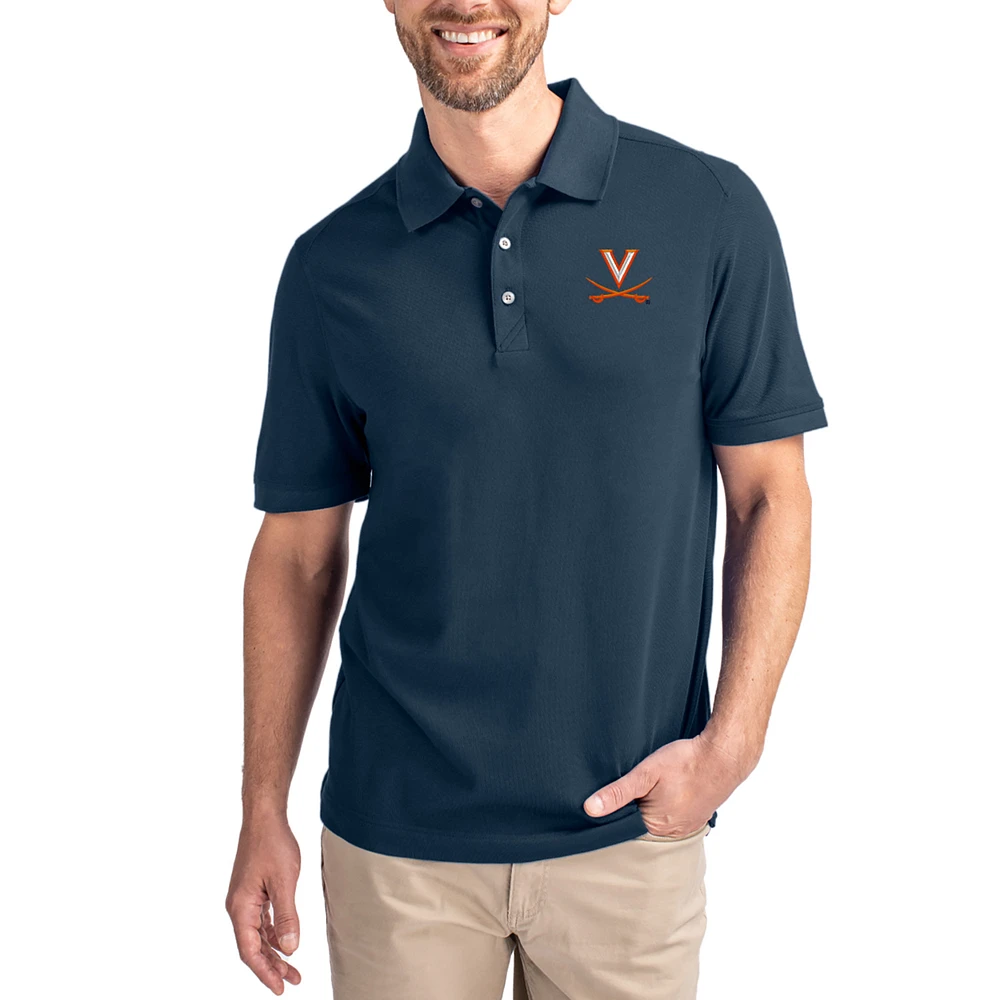 Men's Cutter & Buck Navy Virginia Cavaliers Advantage Eco Pique Tri-Blend Polo