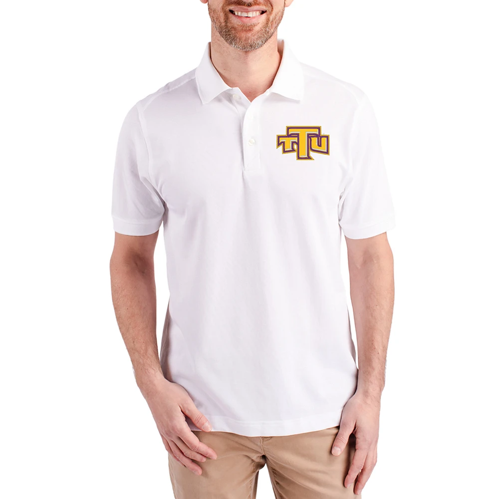 Men's Cutter & Buck White Tennessee Tech Golden Eagles Advantage Eco Pique Tri-Blend Polo
