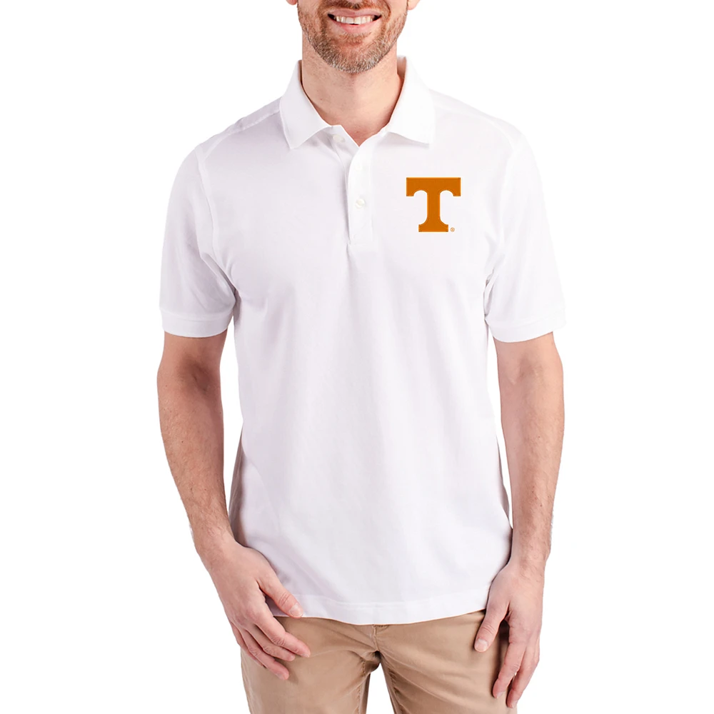 Men's Cutter & Buck White Tennessee Volunteers Advantage Eco Pique Tri-Blend Polo