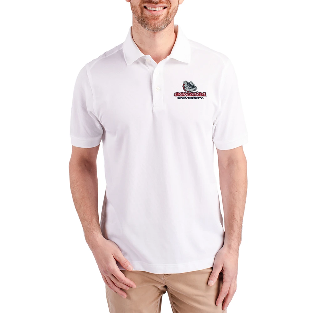 Men's Cutter & Buck White Gonzaga Bulldogs Advantage Eco Pique Tri-Blend Polo