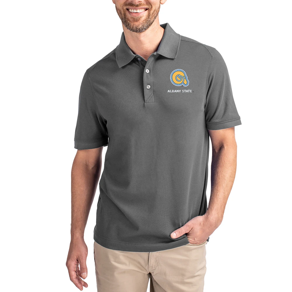 Men's Cutter & Buck Albany State Golden Rams Advantage Eco Pique Tri-Blend Polo