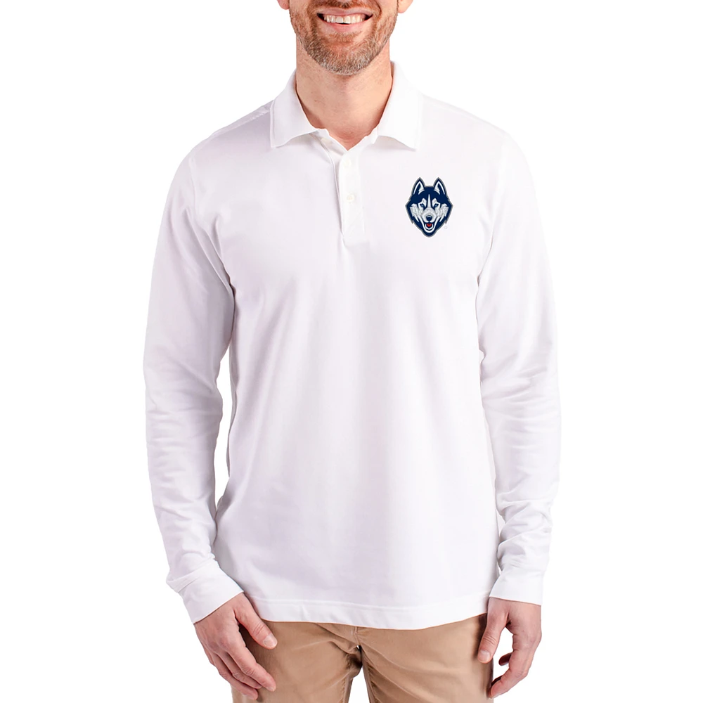 Men's Cutter & Buck UConn Huskies Advantage Eco Tri-Blend Pique Long Sleeve Polo