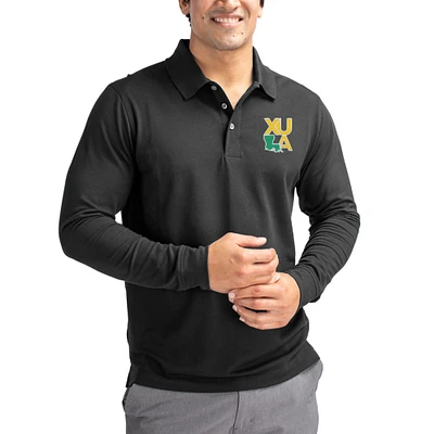 Men's Cutter & Buck Xavier University of Louisiana Gold Rush Advantage Eco Tri-Blend Pique Long Sleeve Polo
