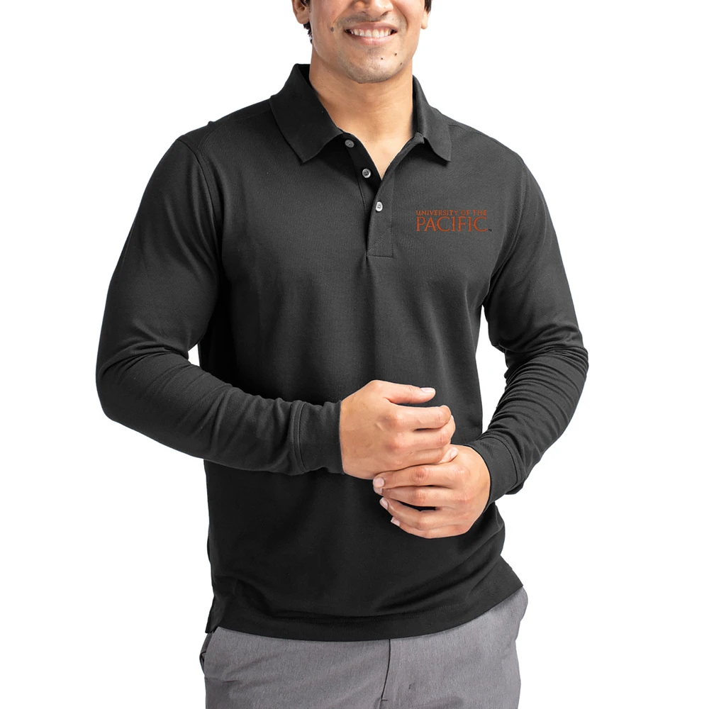 Men's Cutter & Buck Pacific Tigers Advantage Eco Tri-Blend Pique Long Sleeve Polo