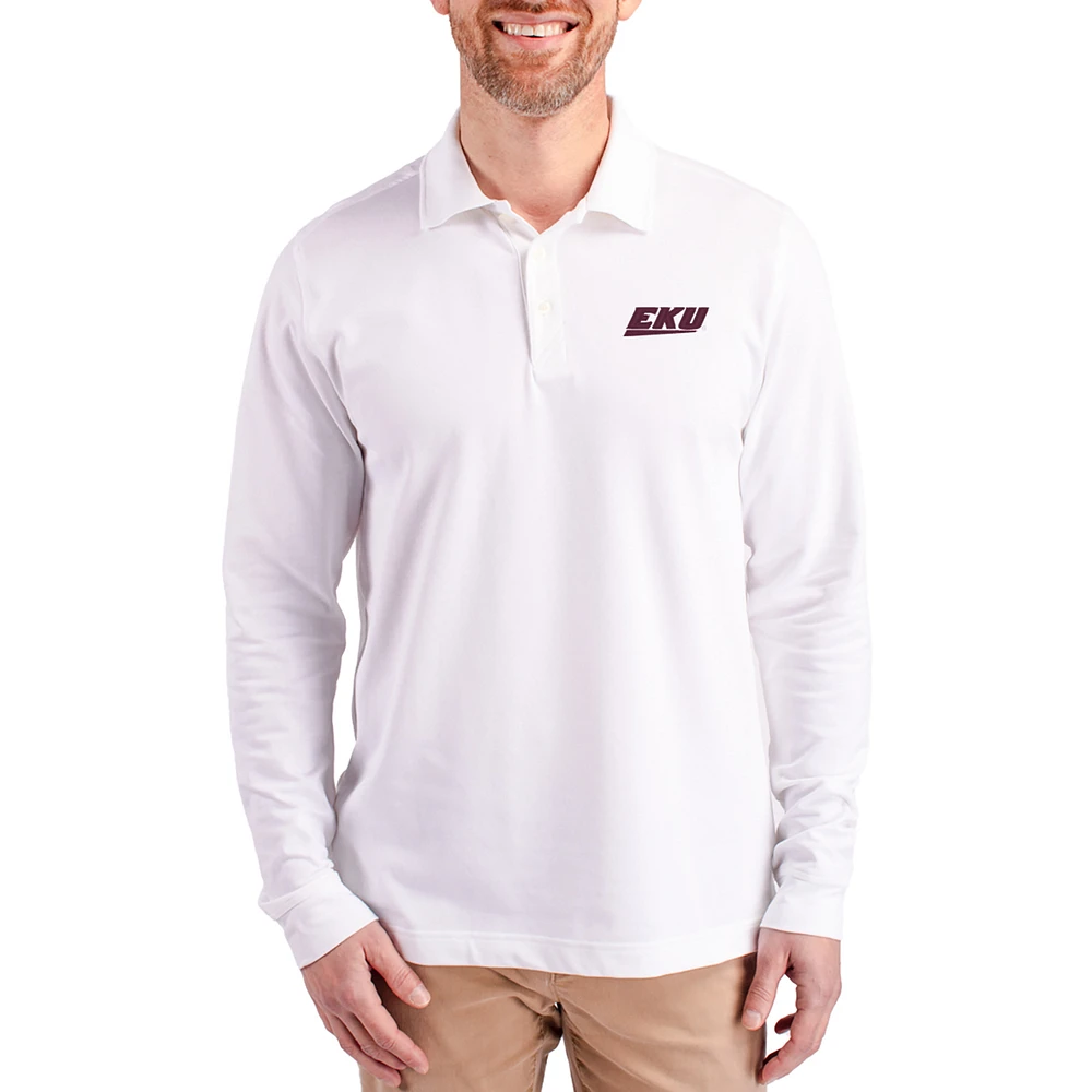 Men's Cutter & Buck Eastern Kentucky Colonels Advantage Eco Tri-Blend Pique Long Sleeve Polo
