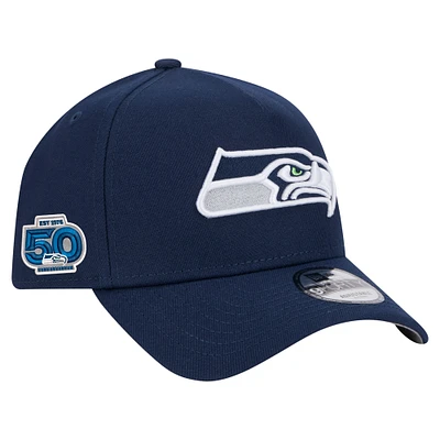 Men's New Era College Navy Seattle Seahawks 50th Season A-Frame 9FORTY Adjustable Hat