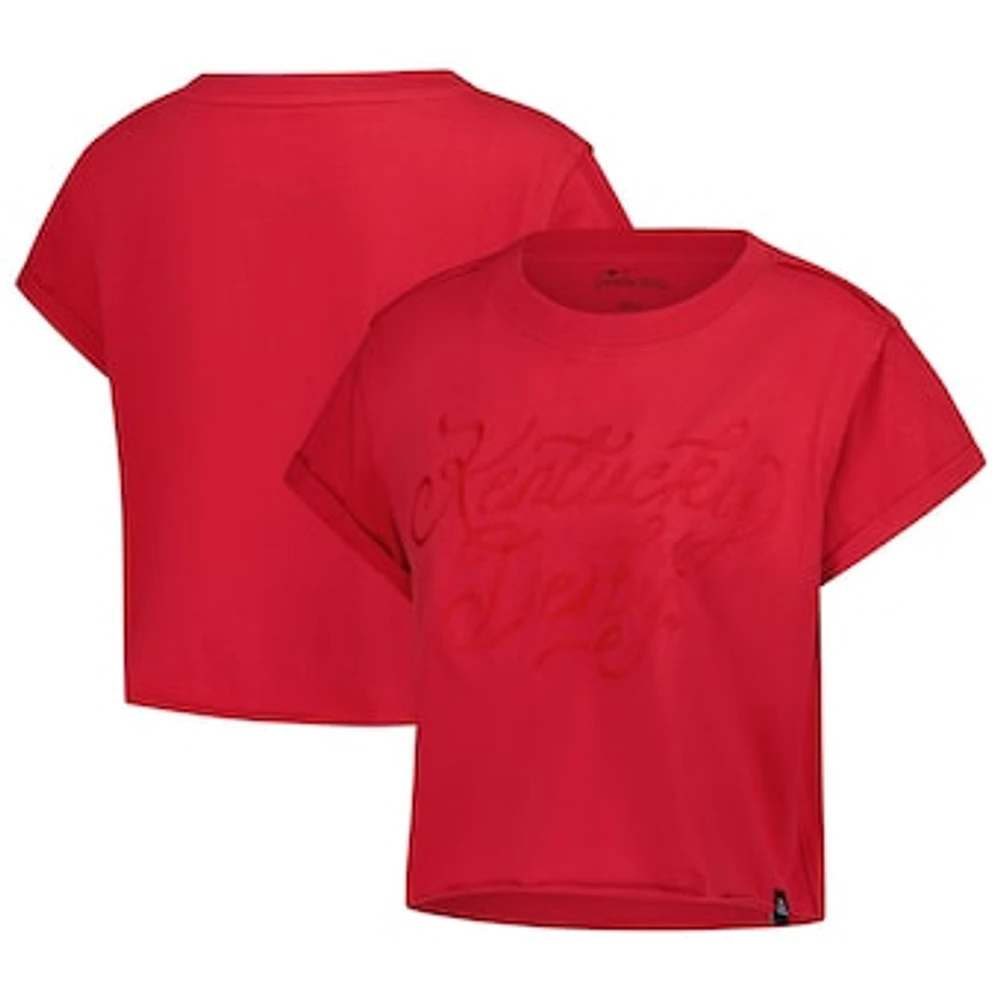 Women's Gameday Social Red Kentucky Derby Rope Cropped Cuffed T-Shirt