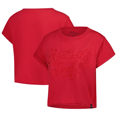Women's Gameday Social Red Kentucky Derby Rope Cropped Cuffed T-Shirt