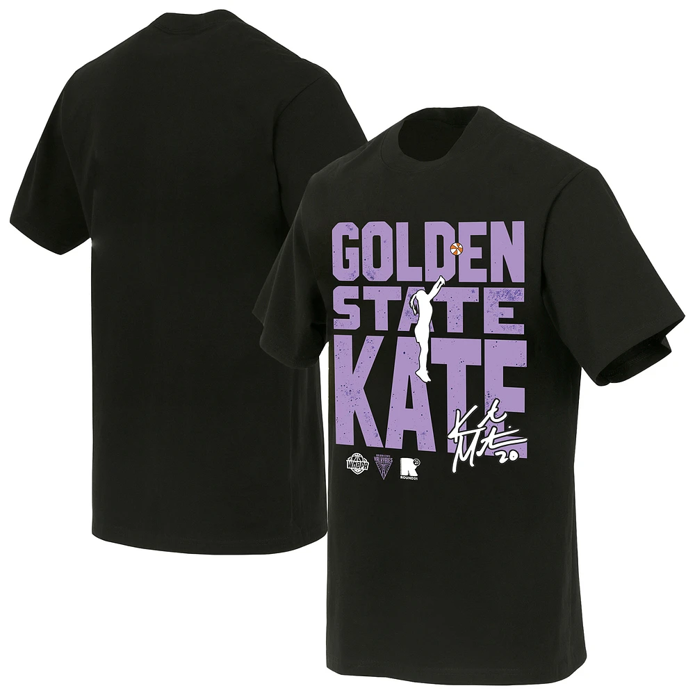 Unisex round21 Kate Martin Black Golden State Valkyries Jump Shot Player Signature T-Shirt