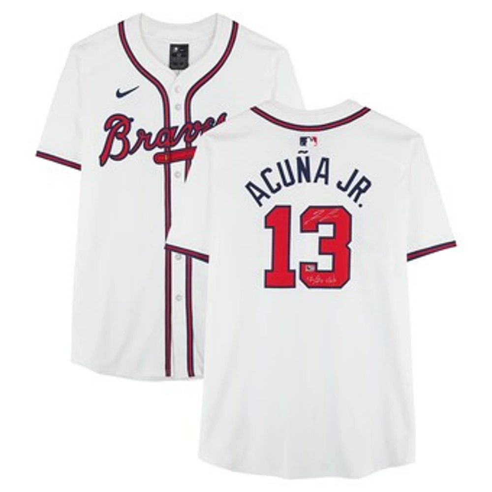 Ronald Acuña Jr. Atlanta Braves Autographed White Nike Elite Jersey with "40/70 Club" Inscription