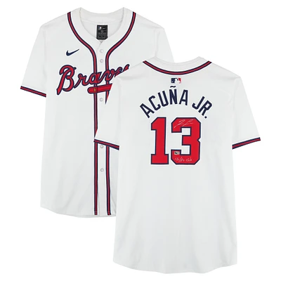Ronald Acuña Jr. Atlanta Braves Autographed White Nike Elite Jersey with "40/70 Club" Inscription