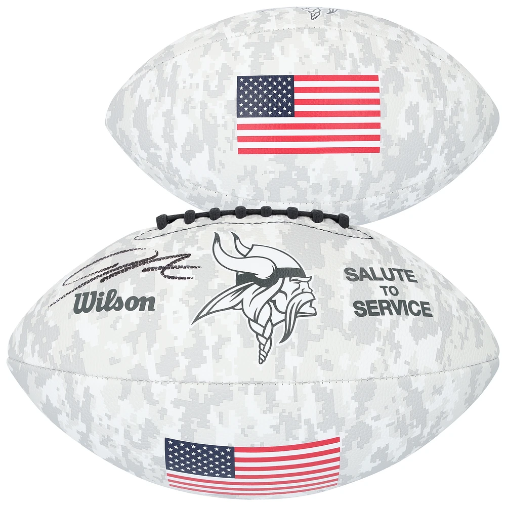 Jordan Addison Minnesota Vikings Autographed 2024 Salute To Service Wilson Football