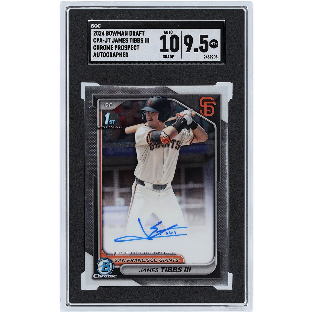 James Tibbs III San Francisco Giants Autographed 2024 Bowman Draft Chrome Prospect Autograph #CPA-JT SGC Authenticated 9.5/10 Card