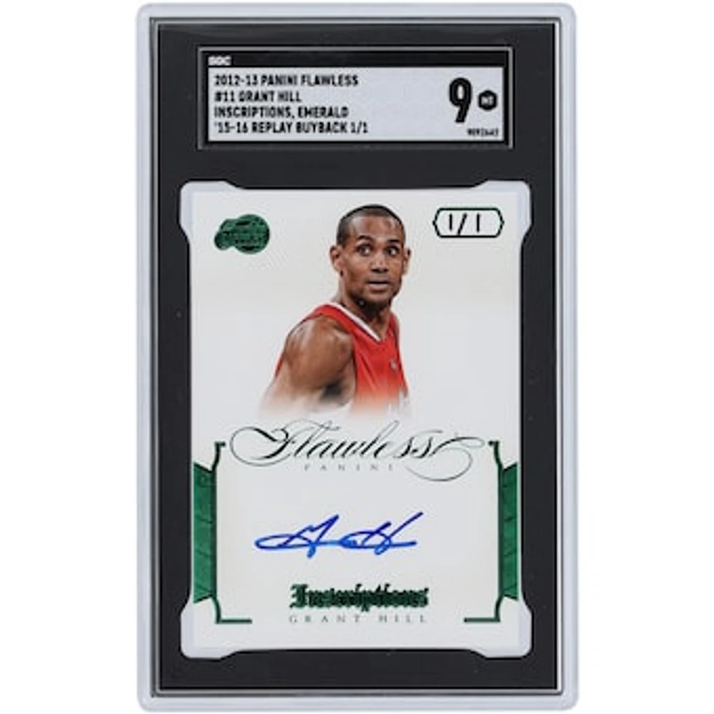 Grant Hill Los Angeles Clippers Autographed 2012-13 Panini Flawless Emerald Inscriptions '15-16 Replay Buyback #11 #1/1 SGC Authenticated 9 Card
