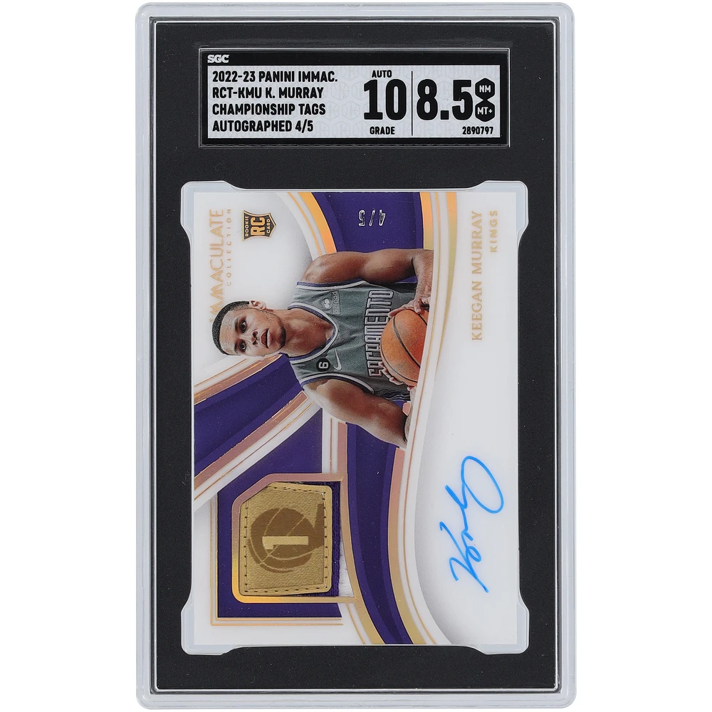 Keegan Murray Sacramento Kings Autographed 2022-23 Panini Immaculate Collection Championship Tags Autograph #RCT-KMU #4/5 SGC Authenticated 8.5/10 Rookie Card