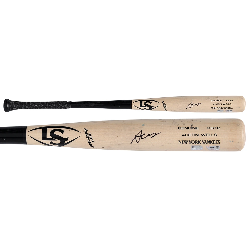 Austin Wells New York Yankees Autographed Game-Used Tan/Black Louisville Slugger Bat from the 2024 MLB Season