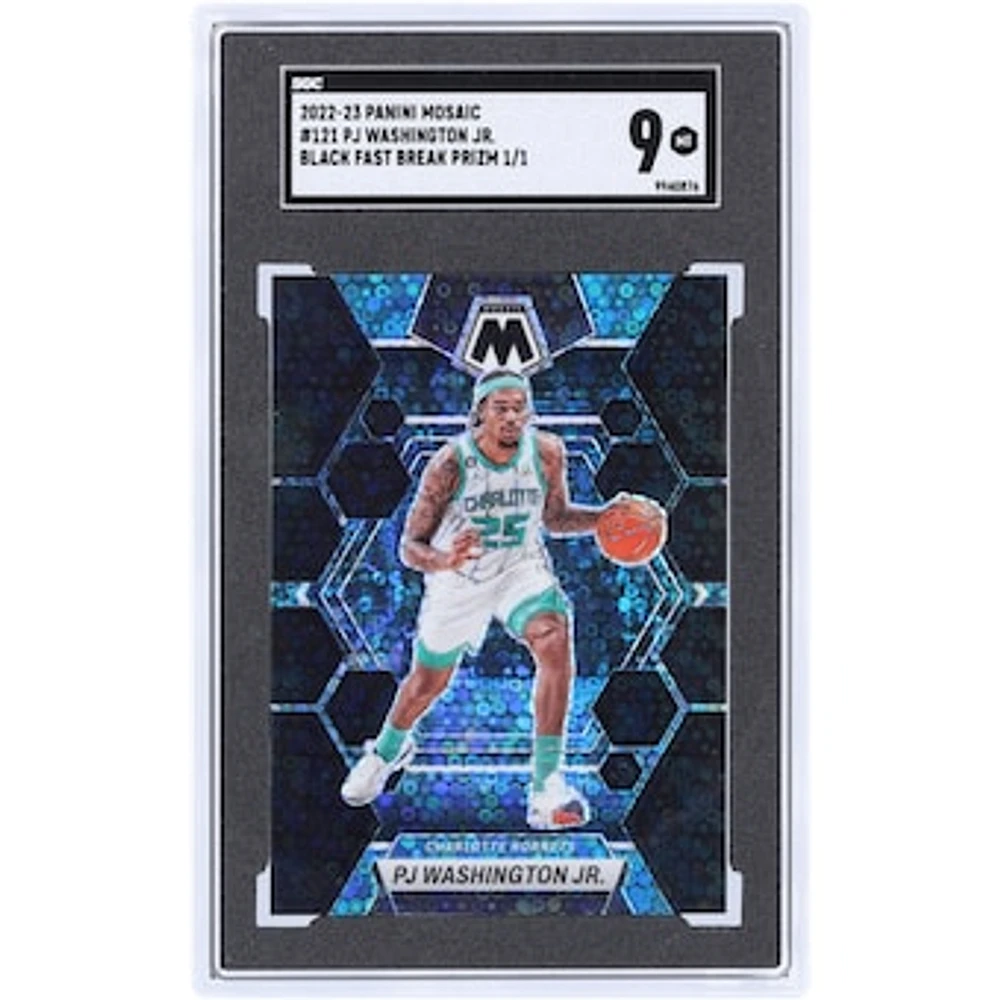 PJ Washington Jr. Charlotte Hornets 2022-23 Panini Mosaic Black Fast Break Prizm #121 #1/1 SGC Authenticated 9 Card