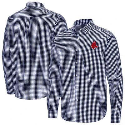 Men's Antigua Navy Boston Red Sox Ellis Woven Tri-Blend Button-Down Shirt