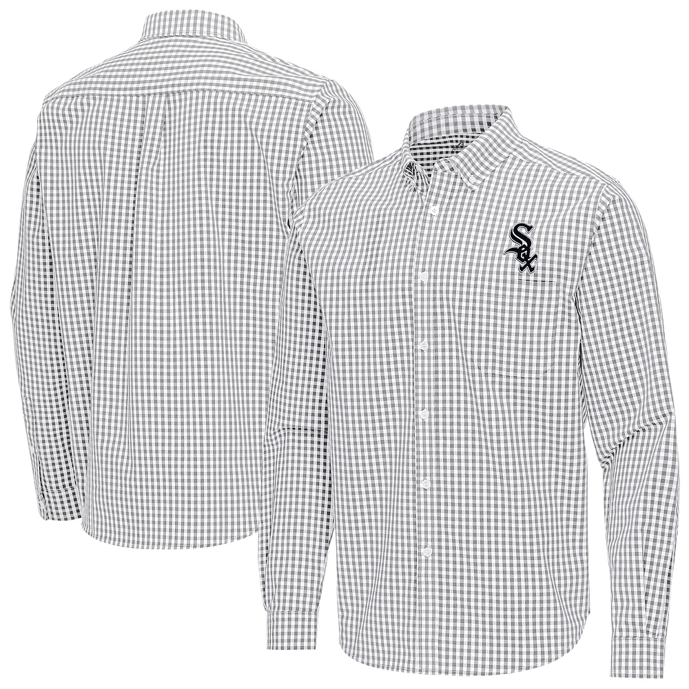 Men's Antigua Gray Chicago White Sox Ellis Woven Tri-Blend Button-Down Shirt