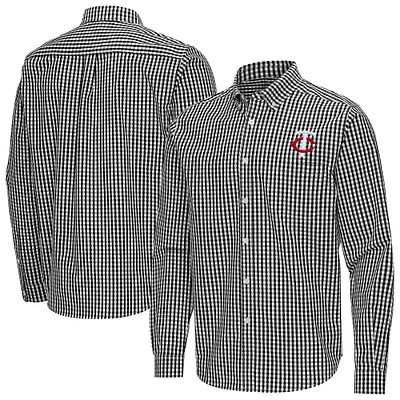 Men's Antigua Minnesota Twins Ellis Woven Tri-Blend Button-Down Shirt