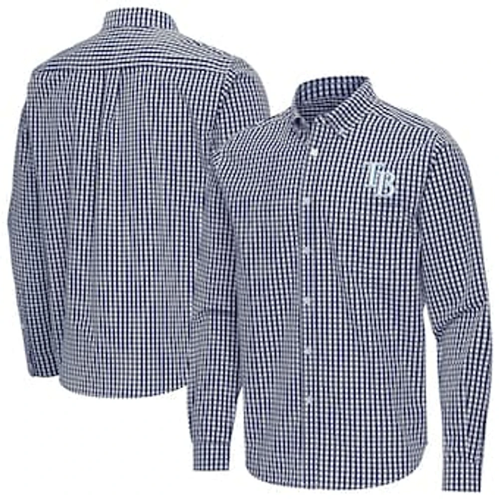 Men's Antigua Navy Tampa Bay Rays Ellis Woven Tri-Blend Button-Down Shirt