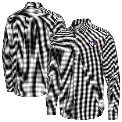 Men's Antigua Toronto Blue Jays Ellis Woven Tri-Blend Button-Down Shirt
