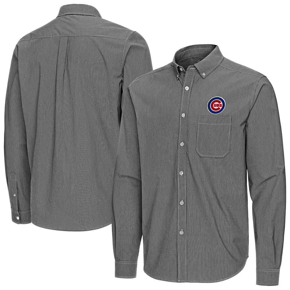 Men's Antigua Chicago Cubs Porter Woven Long Sleeve Button-Down Shirt