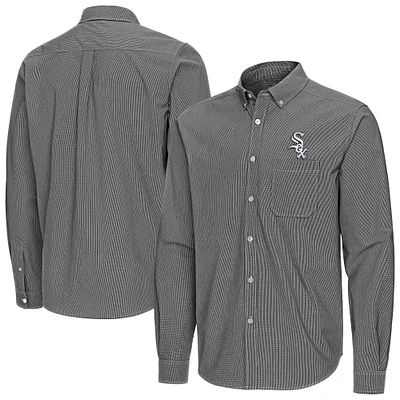 Men's Antigua Black Chicago White Sox Porter Woven Long Sleeve Button-Down Shirt