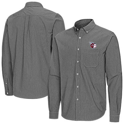 Men's Antigua Cleveland Guardians Porter Woven Long Sleeve Button-Down Shirt
