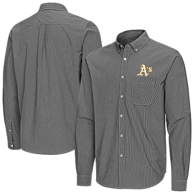 Men's Antigua Black Athletics Porter Woven Long Sleeve Button-Down Shirt